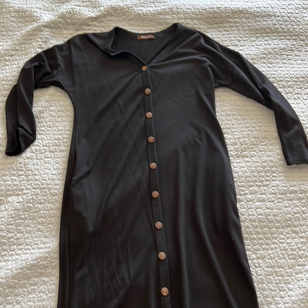 Black long button down maternity dress size small
